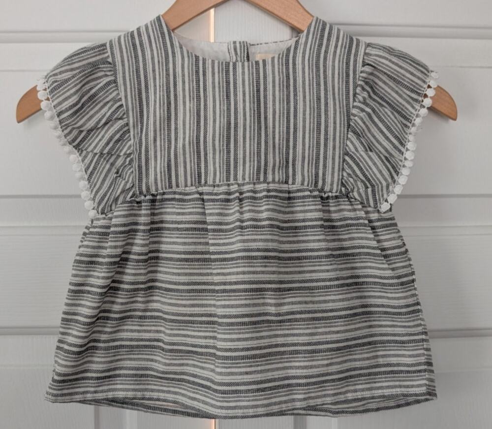 Vignette Girls Striped Linen Blend Top